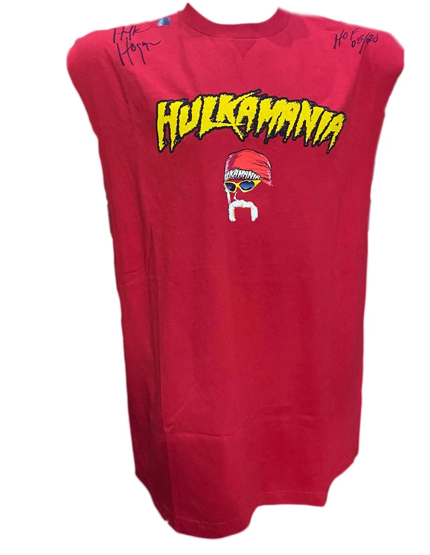 Hogan's Beach Shop Hulkamania Face Signed Tear Off T-shirt 3 Hogan's Beach Shop Hulkamania Face Signed Tear Off T-shirt