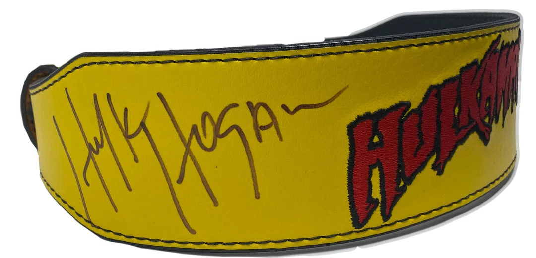 Hogan's Beach Shop Yellow Hulkamania Signed Weight Belt 5 Hogan's Beach Shop Yellow Hulkamania Signed Weight Belt