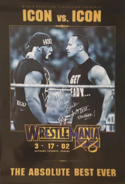 Hogan's Beach Shop AUTOGRAPHED POSTERS ICON VS ICON Wrestlemania 18 Poster
