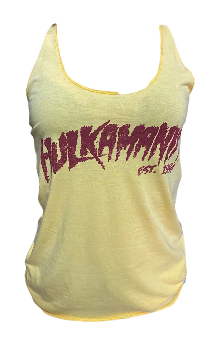 Hogan's Beach Shop Yellow Vintage Hulkamania Womens Tank 3 Hogan's Beach Shop Yellow Vintage Hulkamania Womens Tank