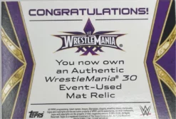 Hogan's Beach Shop “Topps” Wrestlemania 30 Mat Relic Card Signed TRADING CARDS