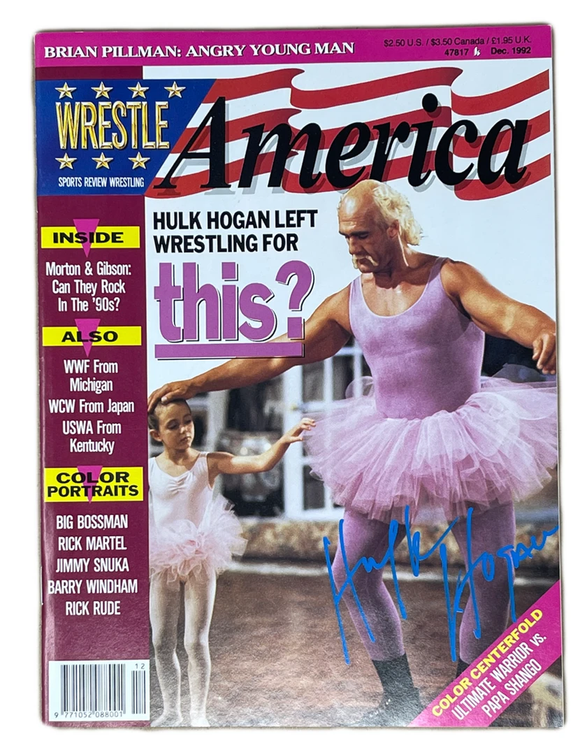Hogan's Beach Shop AUTOGRAPHED MEDIA Wrestle America Wrestling Magazine December 1992 Hulk Hogan Ultimate Warrior WWF 3 Hogan's Beach Shop AUTOGRAPHED MEDIA Wrestle America Wrestling Magazine December 1992 Hulk Hogan Ultimate Warrior WWF