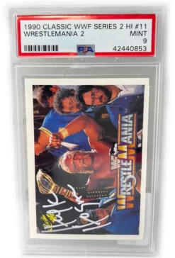 Hogan's Beach Shop TRADING CARDS Signed 1990 WWF Classic Series 2 #11 Mint Wrestlemania 2 "9" Graided