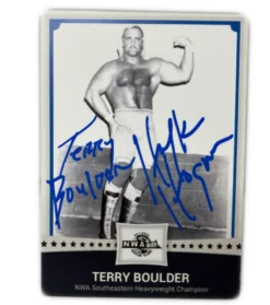 Hogan's Beach Shop TRADING CARDS Signed 1979 "Terry Boulder" NWA Southeast Heavy Weight Champion Card