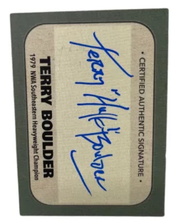 Hogan's Beach Shop TRADING CARDS Signed 1979 "Terry Boulder" NWA Southeast Heavy Weight Champion Card